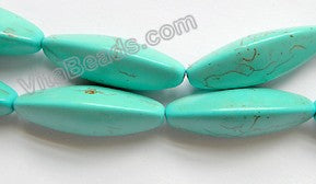 Blue Cracked Turquoise  -  3 Side Long Rice  16"