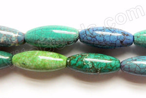 Blue Green Turquoise  -  Smooth Long Rice  16"