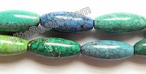 Blue Green Turquoise  -  Smooth Long Rice  16"