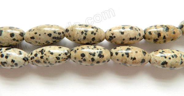 Dalmatian Jasper  -  Smooth Long Rice  16"