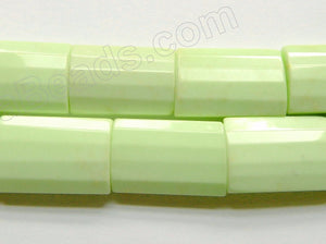 Lemon Chrysophase AAA   -  Faceted Puff Thin Tubes  16"