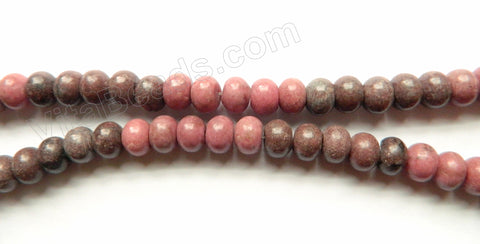 Mixed Rhodonite  -  Smooth Rondel  16"    10 x 7 mm