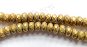 Frosted Gold Hematite  -  Faceted Rondel  16"