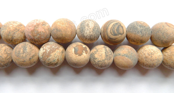 Frosted Picture Jasper - Smooth Round  16"