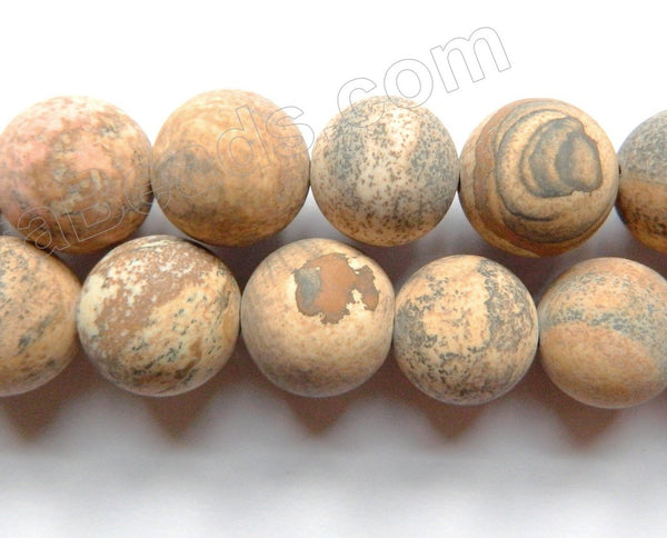 Frosted Picture Jasper - Smooth Round  16"