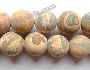 Frosted Picture Jasper - Smooth Round  16"