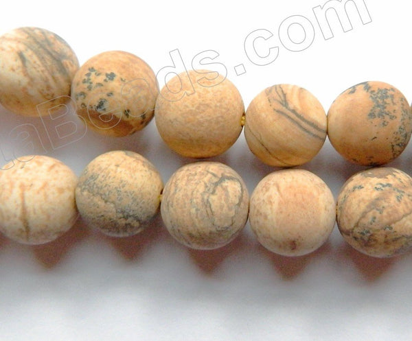 Frosted Picture Jasper - Smooth Round  16"