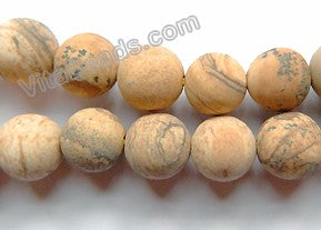 Frosted Picture Jasper - Smooth Round  16"