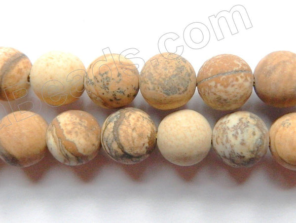 Frosted Picture Jasper - Smooth Round  16"