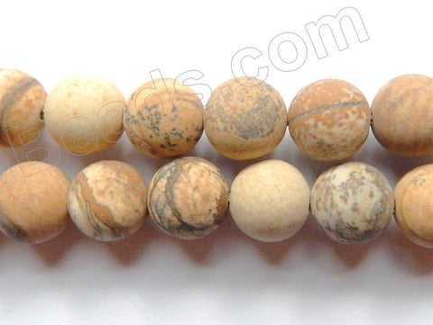 Frosted Picture Jasper - Smooth Round  16"