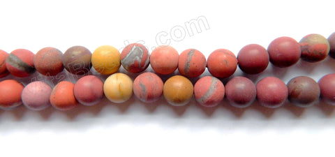Frosted Mookaite  -  Smooth Round Beads 16"