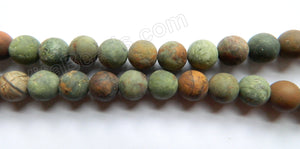 Frosted Green Opal  -  Smooth Round Beads 16"