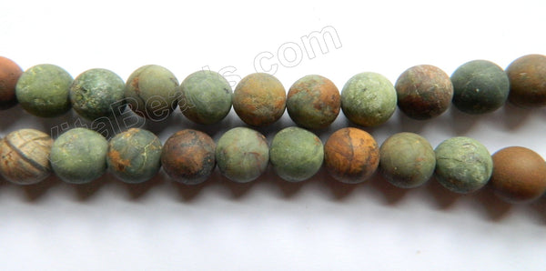 Frosted Green Opal  -  Smooth Round Beads 15"