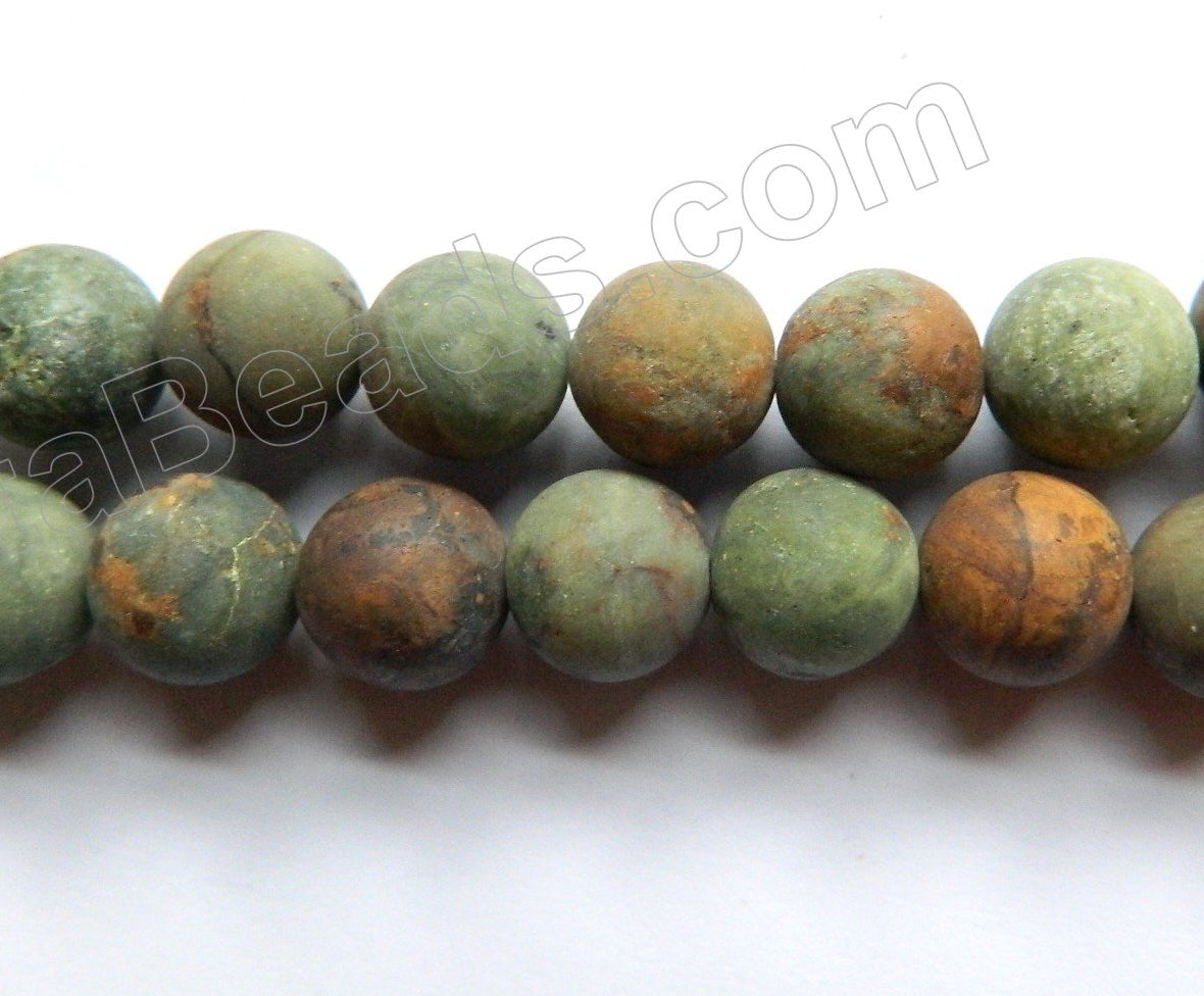 Frosted Green Opal  -  Smooth Round Beads 15"