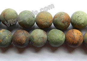 Frosted Green Opal  -  Smooth Round Beads 15"