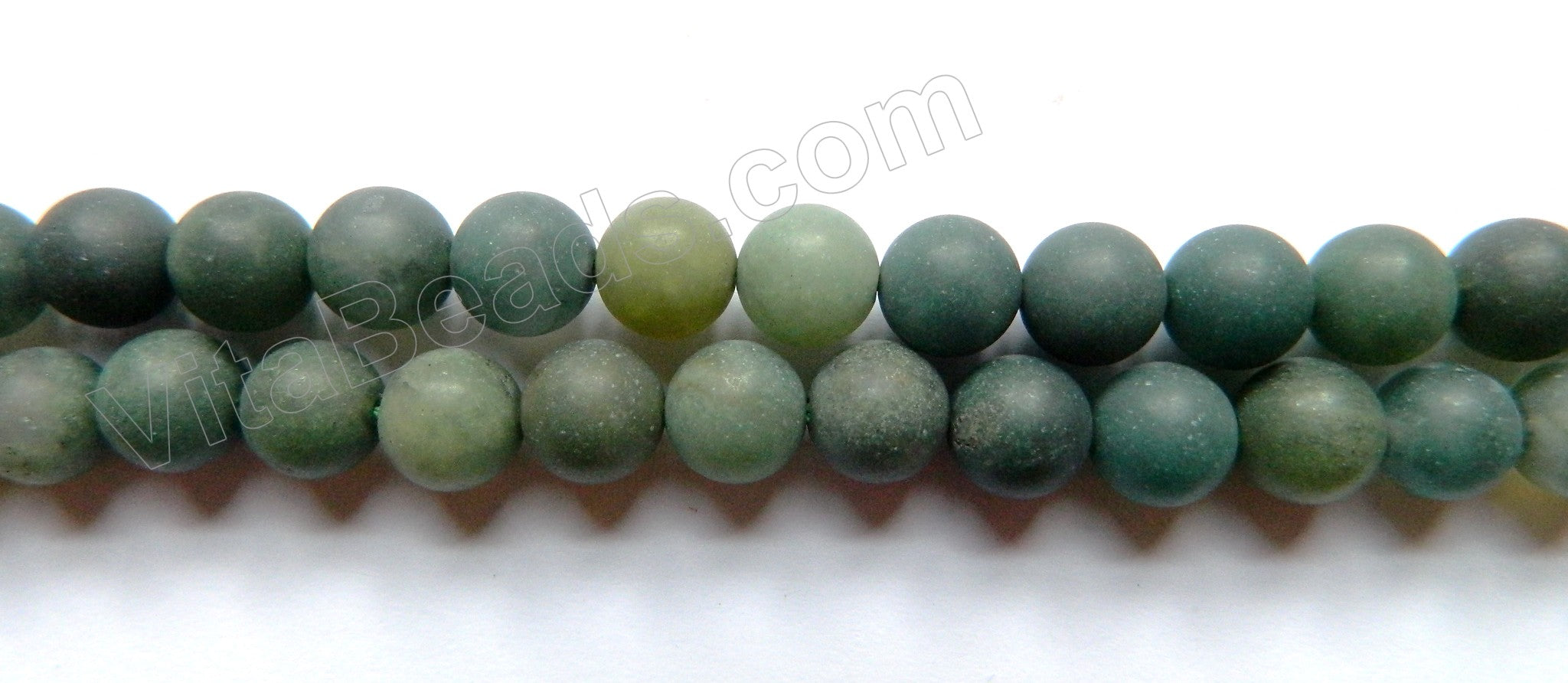 Frosted Dark Moss Agate  -  Smooth Round Beads 16"