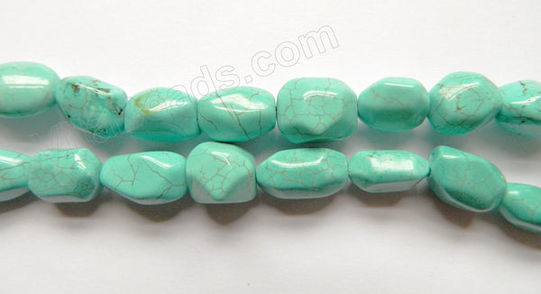 Blue Green Crack Turquoise  -  Smooth Cut Nuggets 16"
