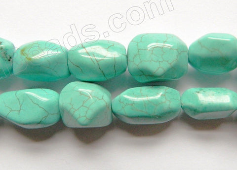 Blue Green Crack Turquoise  -  Smooth Cut Nuggets 16"