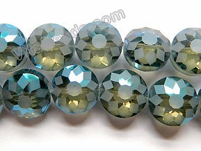 Frosted Dark Blue Grey Mystic Crystal  -  Faceted Daisy Coin 11"