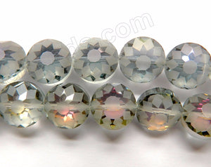 Frosted Grey Mystic Crystal  -  Frosted Star Cut Daisy Faceted Coins 12"