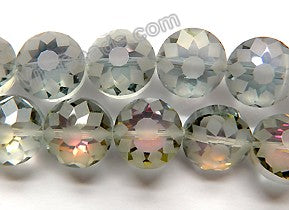 Frosted Grey Mystic Crystal  -  Frosted Star Cut Daisy Faceted Coins 12"