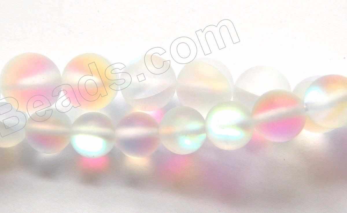 Half Plated Frosted Natural Crystal  -  Clear  -  Smooth Round  16"