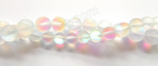 Half Plated Frosted Natural Crystal  -  Clear  -  Smooth Round  16"