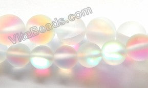 Half Plated Frosted Natural Crystal  -  Clear  -  Smooth Round  16"