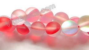 Half Plated Frosted Crystal  -  Red  -  Smooth Round  16"