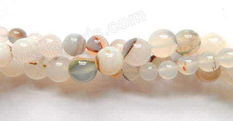 Natural White Agate w/ Black  -  Smooth Round  16"