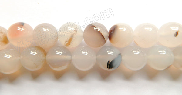 Natural White Agate w/ Black  -  Smooth Round  16"