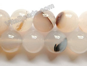 Natural White Agate w/ Black  -  Smooth Round  16"