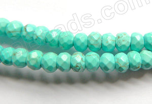 Cracked Blue Turquoise -  Faceted Rondels  16"