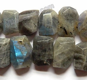 Labradorite Dark AAA -  Center Drilled Faceted Flat 16"    22 x 18  x 8 mm