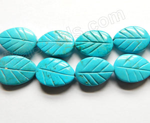 Deep Blue Crack Turquoise  -  Carved Leaves  16"
