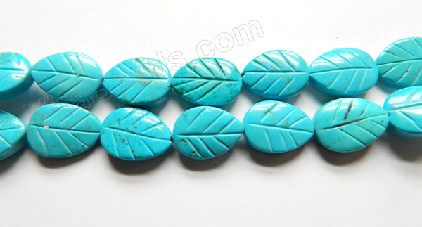 Deep Blue Crack Turquoise  -  Carved Leaves  16"