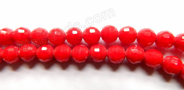Dark Red Synthetic Coral  -  Faceted Round