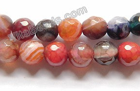 Red Mixed Fire Agate  -  Faceted Round 15"