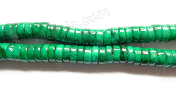 Bright Green Mashan Jade  -  Smooth Heishi Beads 16"