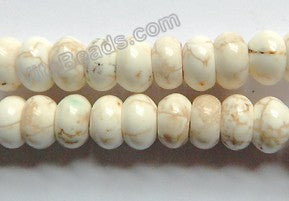 Ivory Crack Turquoise  -  Smooth Rondel  16"     8 mm