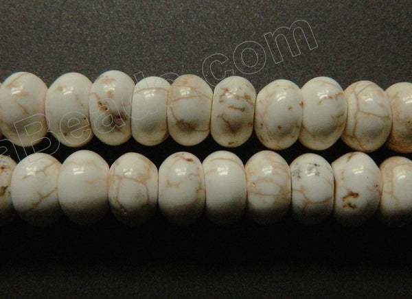 Ivory Crack Turquoise  -  Smooth Rondel  16"     8 mm
