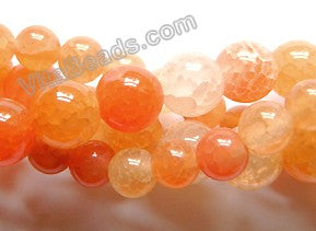 Peach Fire Agate - Smooth Round Beads  15"