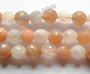Mixed Pink, Grey, White Moonstone  -  Faceted Round 15"