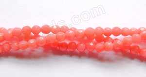 Dark Pink Bamboo Co-ral  -  Small Faceted Round  16"