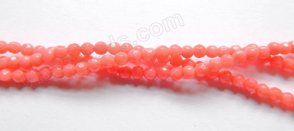 Dark Pink Bamboo Co-ral  -  Small Faceted Round  16"