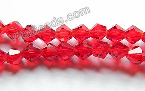 Red Crystal Quartz  -  Bicone Faceted Round Beads 16"