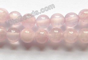 Light Pink Semi Transparent Jade  -  Smooth Round Beads  16"