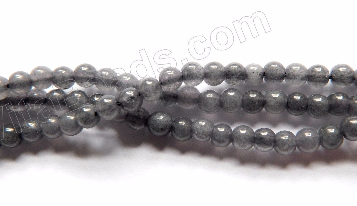 Grey Jade  -  Small Smooth Round  15"    3mm