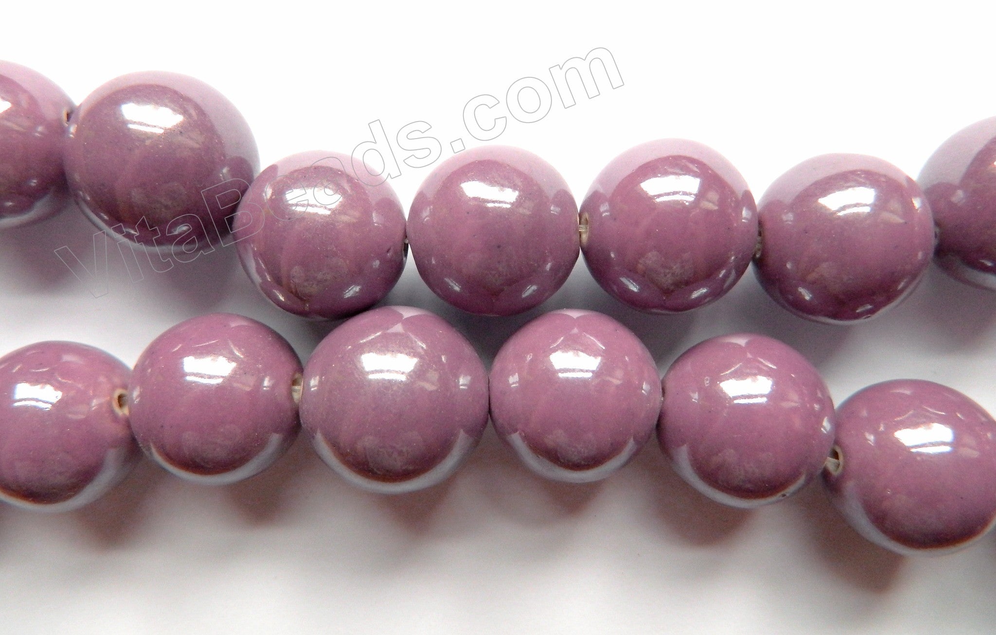 Porcelain - Plated Purple - 28mm Big Smooth Round Beads  16"