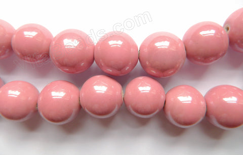 Porcelain - Plated Rosy - Big Smooth Round Beads  16"
